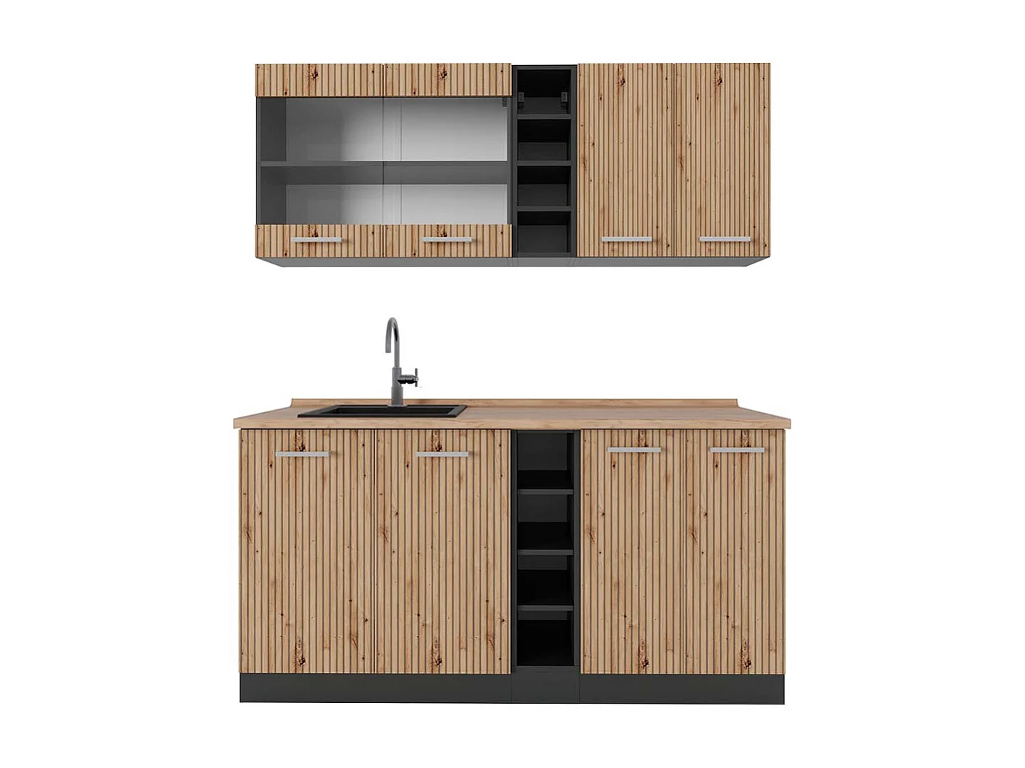 Cocina versátil roble artesanal/antracita 160x60x81.6 r-line