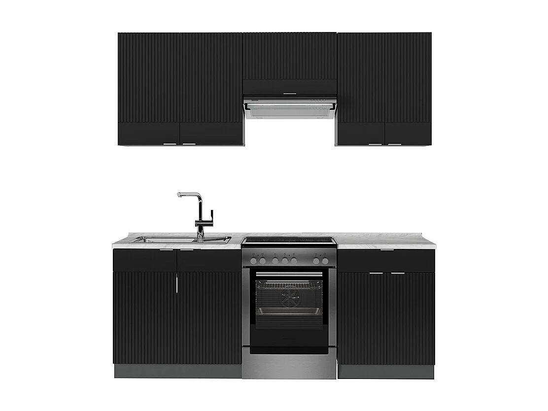 Cuisine noir rayé/anthracite 200x60x81.6 fame-line