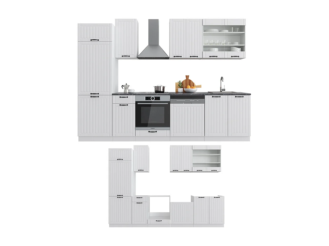 Cuisine blanc campagne/blanc 300x60x81.6 fame-line