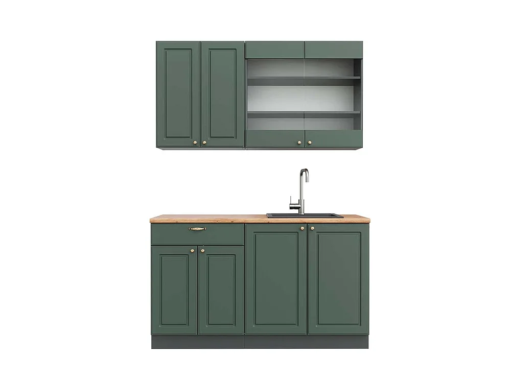 Singlekøkken grøn-guld country house/anthracit 140x60x81.6 fame-line