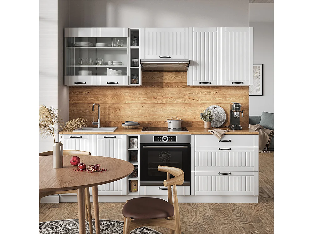 Mueble de cocina casa de campo blanca/blanca 235x46x81.6 fame-line