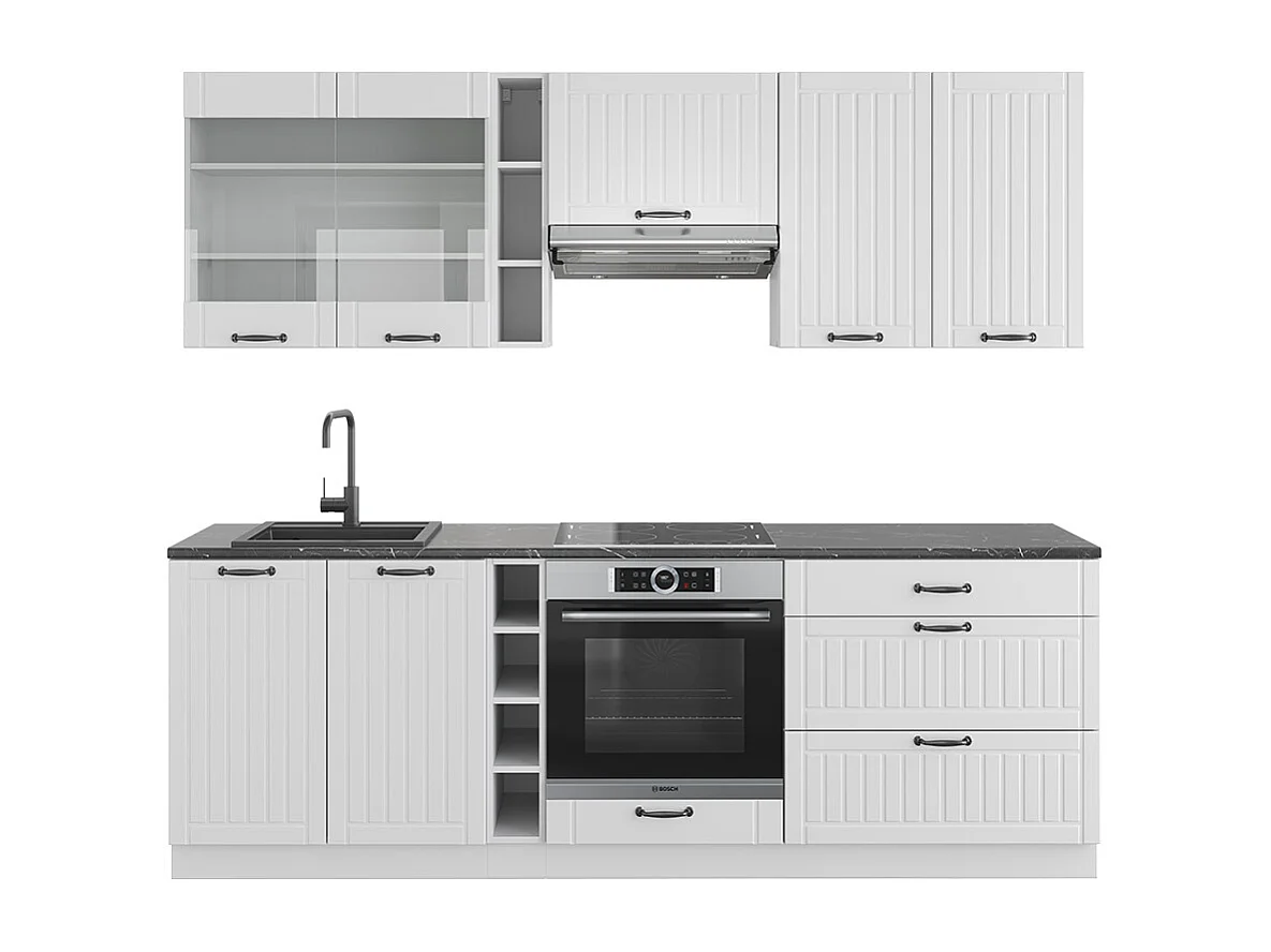 Küchenzeile weiß landhaus/weiß 235x46x81.6 fame-line