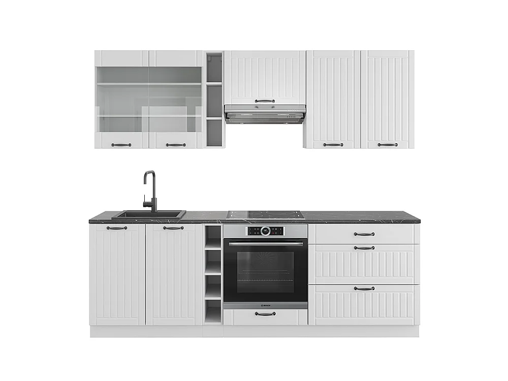 Complete keukeneenheid wit landhuis/wit 235x46x81.6 fame-line