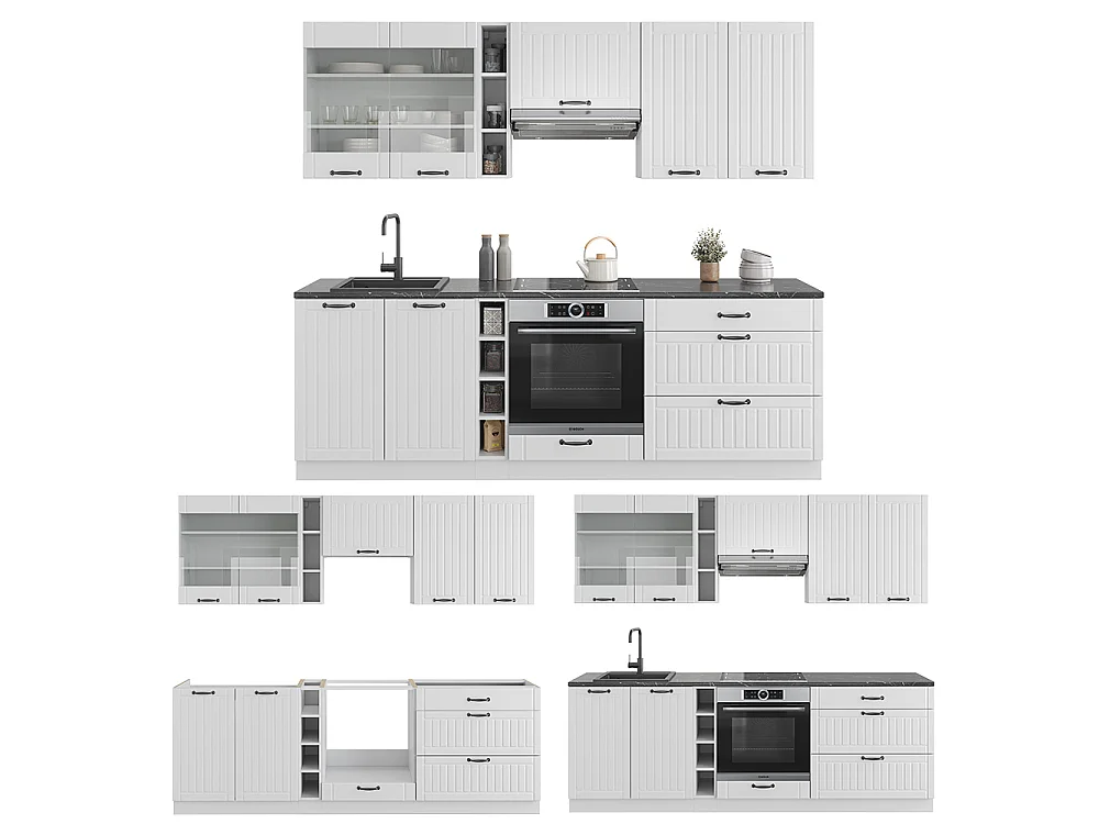 Complete keukeneenheid wit landhuis/wit 235x46x81.6 fame-line