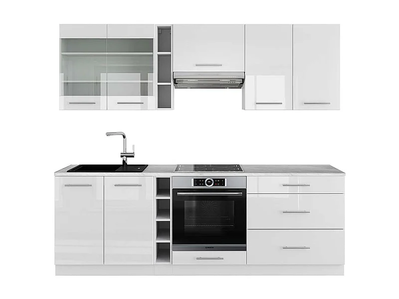 Mueble de cocina blanco alto brillo/blanco 235x60x81.6 fame-line