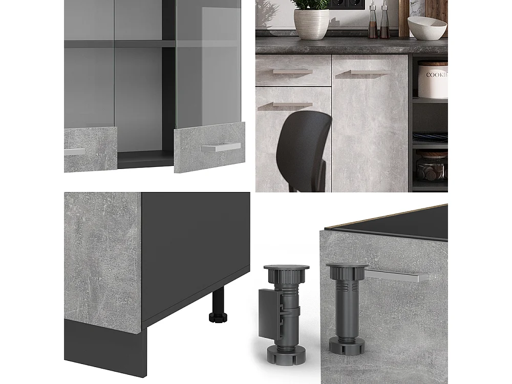 Mueble de cocina hormigón/antracita 240x60x81.6 r-line