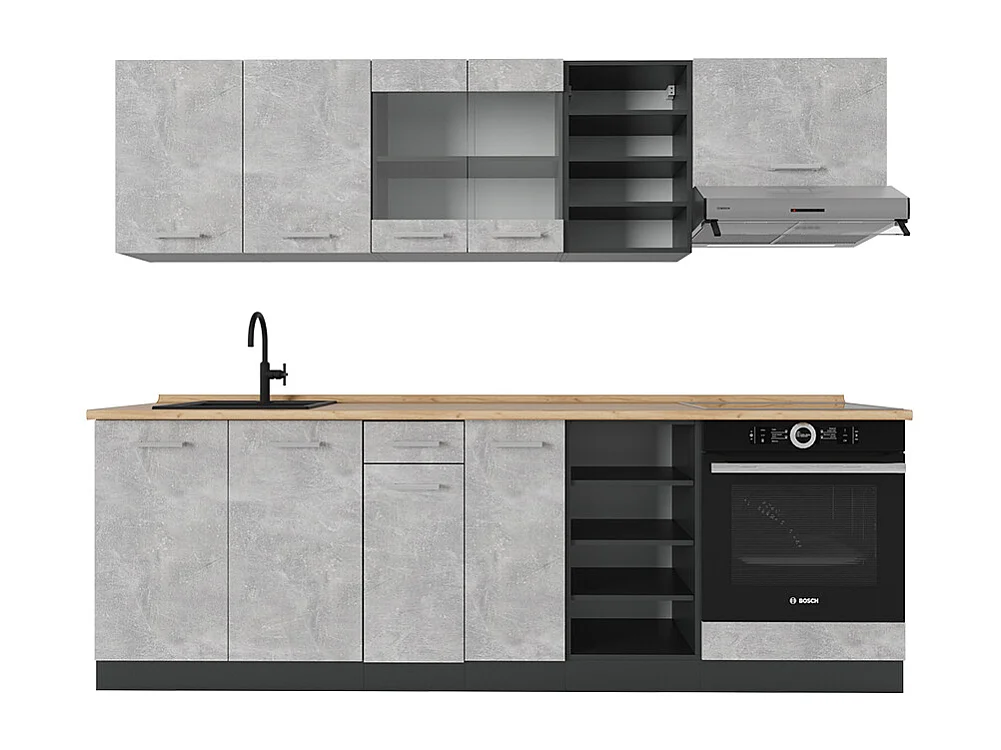 Cuisine béton/anthracite 240x60x81.6 r-line