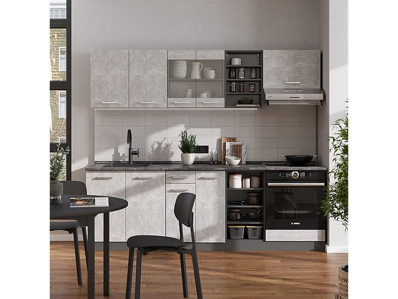 Mueble de cocina hormigón/antracita 240x60x81.6 r-line