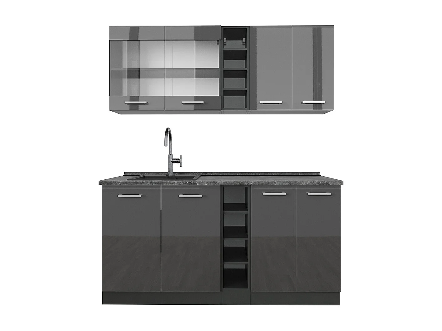 Cuisine anthracite brillant/anthracite 160x60x81.6 r-line