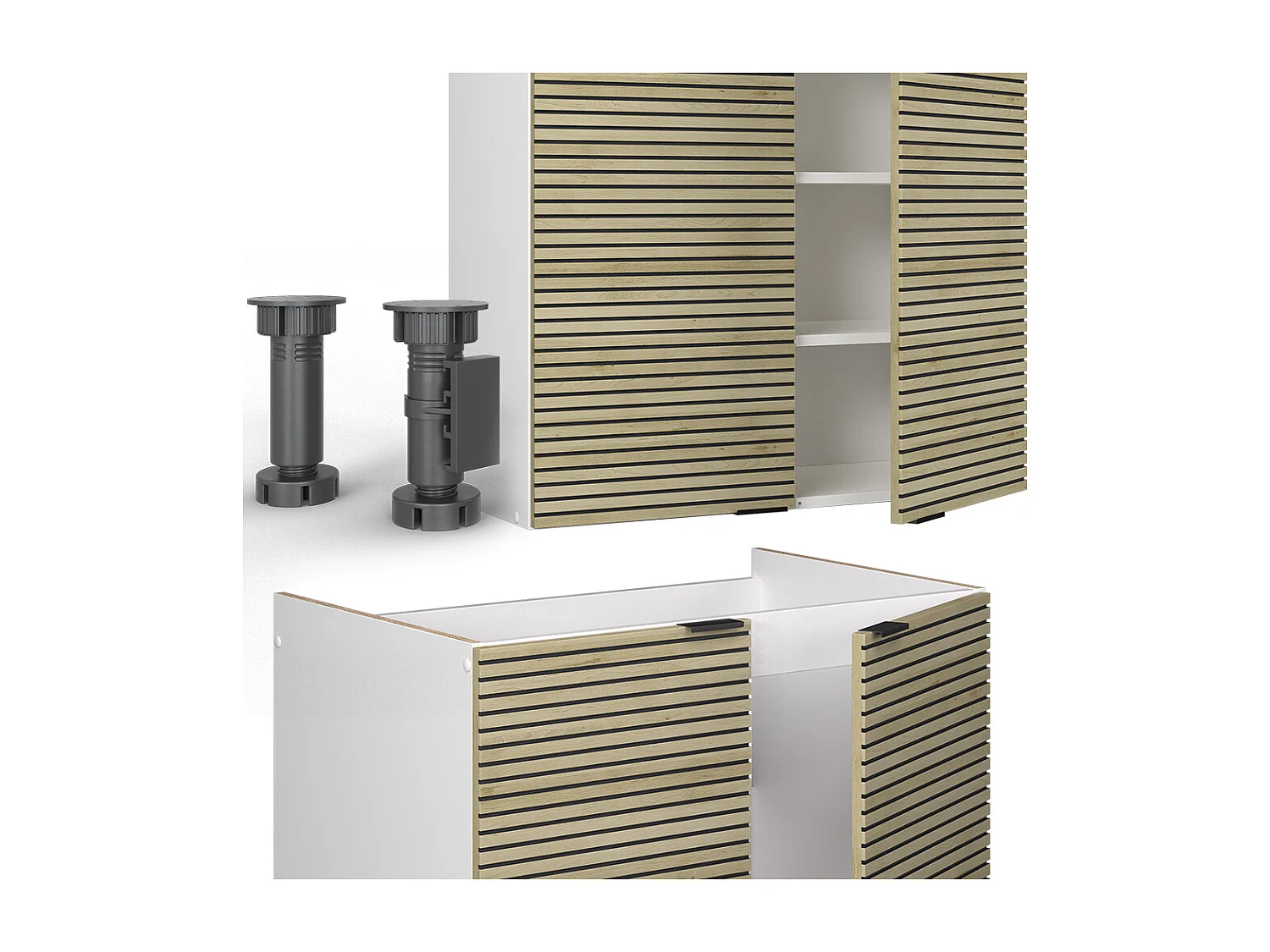 Mueble de cocina panel roble/blanco 235x60x81.6 fame-line