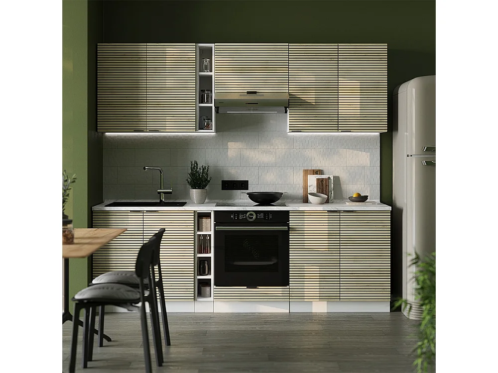 Mueble de cocina panel roble/blanco 235x60x81.6 fame-line