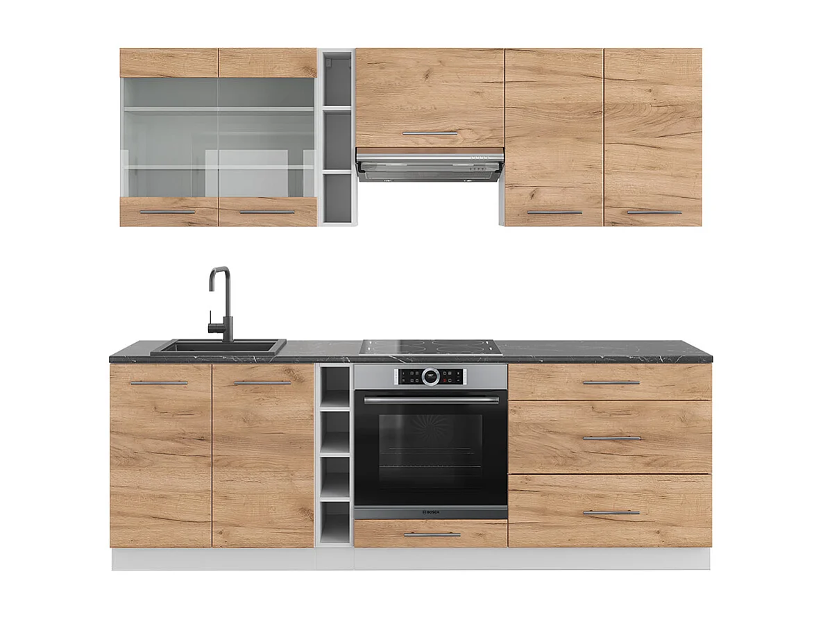 Mueble de cocina oro potencia roble/blanco 235x46x81.6 fame-line