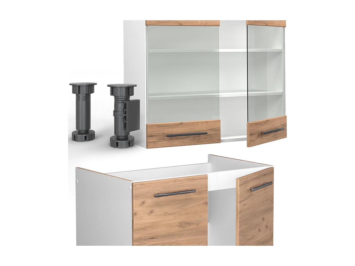 Küchenzeile goldkraft eiche/weiß 235x46x81.6 fame-line