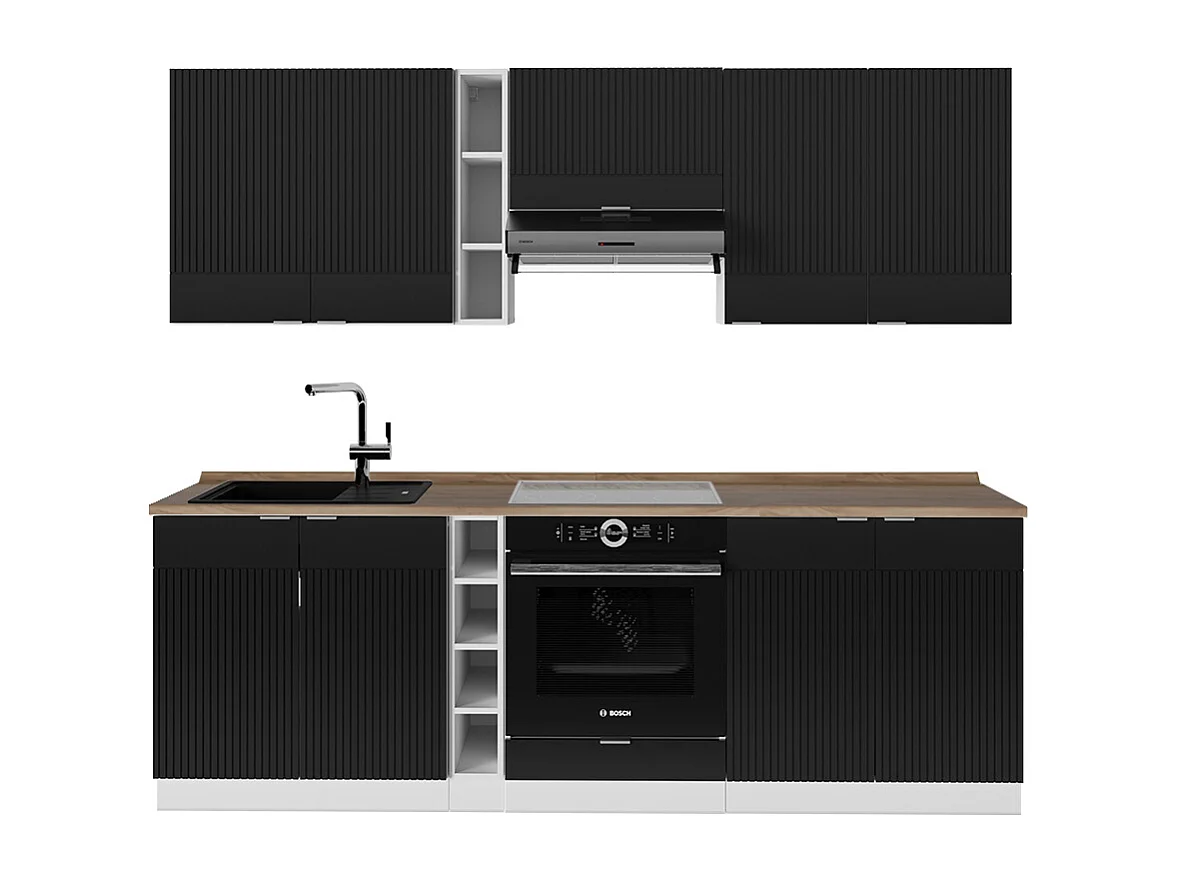 Cuisine noir rayé/blanc 235x60x81.6 fame-line