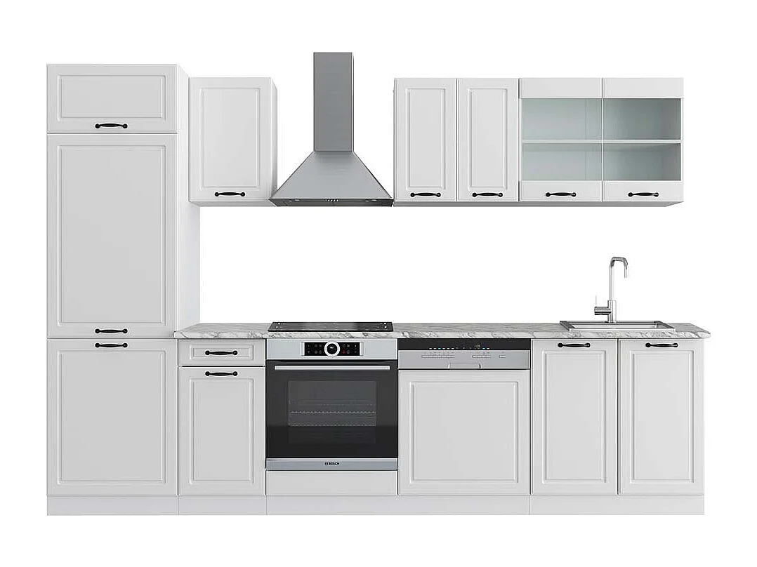 Küchenzeile weiß landhaus/weiß 300x60x81.6 r-line