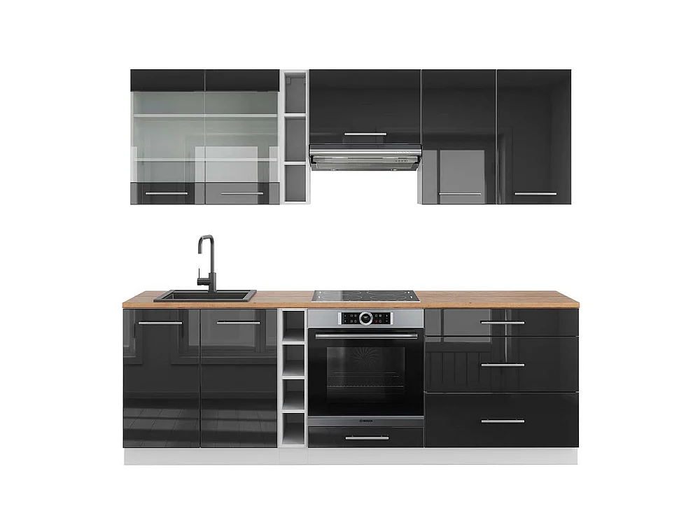 Szafka kuchenna antracytowy wysoki połysk/biały 235x60x81.6 fame-line
