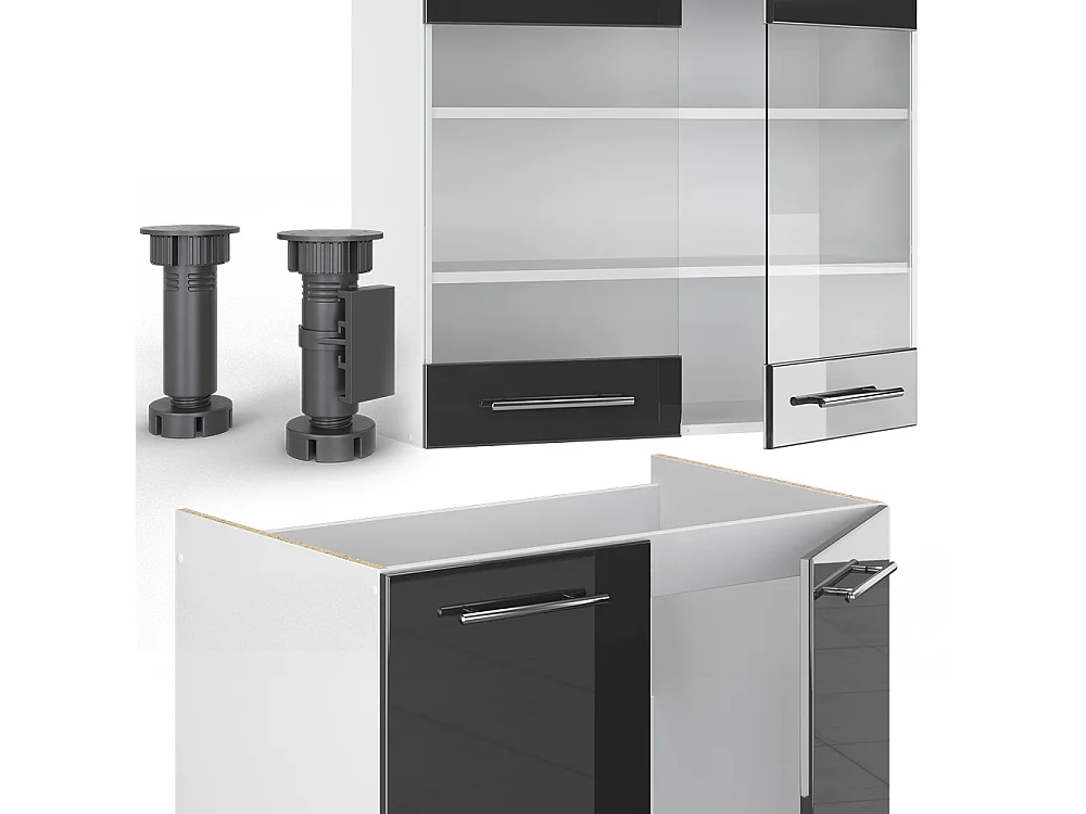 Szafka kuchenna antracytowy wysoki połysk/biały 235x60x81.6 fame-line
