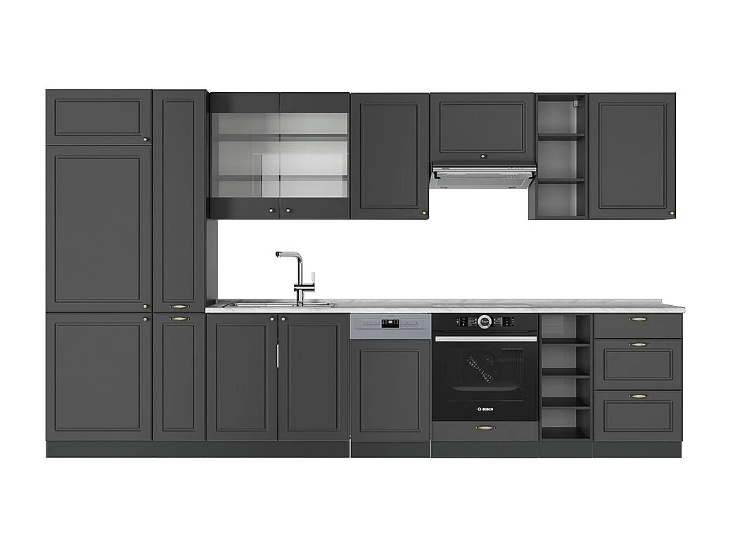 Mueble de cocina antracita-oro landhaus 355x60x81.6 fame-line