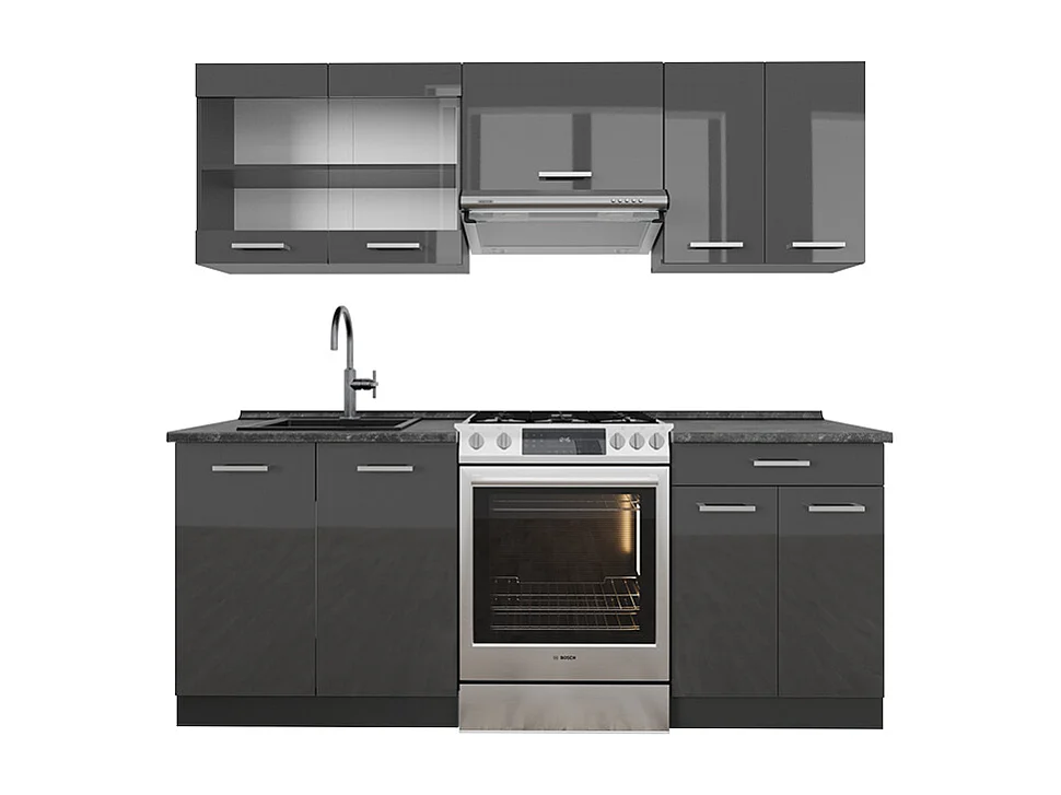 Aneks kuchenny antracyt wysoki połysk/antracyt 200x60x81.6 r-line