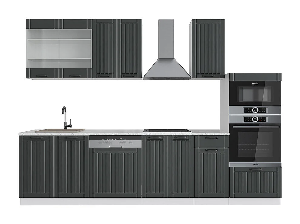 Køkkenrække antracit landhus/hvid 300x46x81.6 fame-line