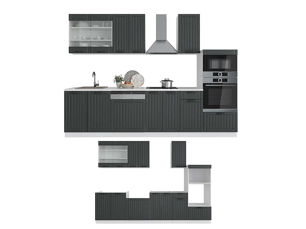 Mueble de cocina antracita casa de campo/blanco 300x46x81.6 fame-line