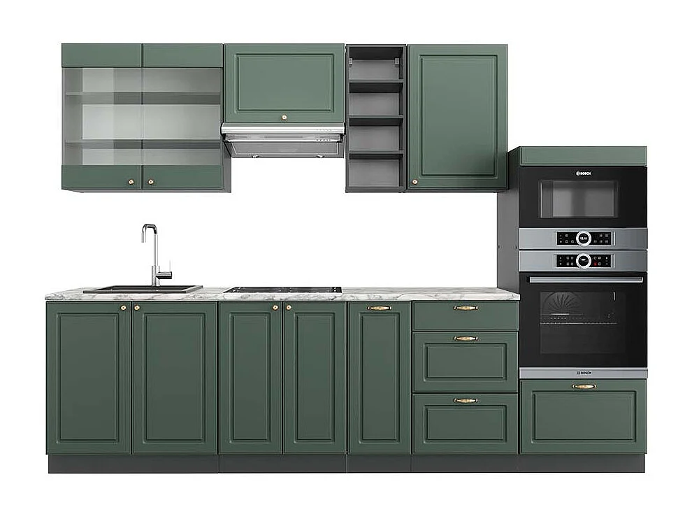 Cuisine vert et or campagne/anthracite 280x60x81.6 fame-line