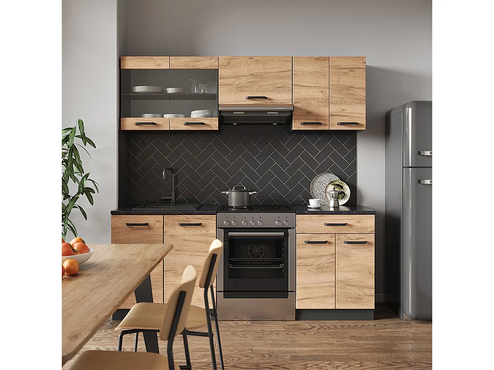 Cuisine chêne doré/anthracite 200x60x81.6 r-line