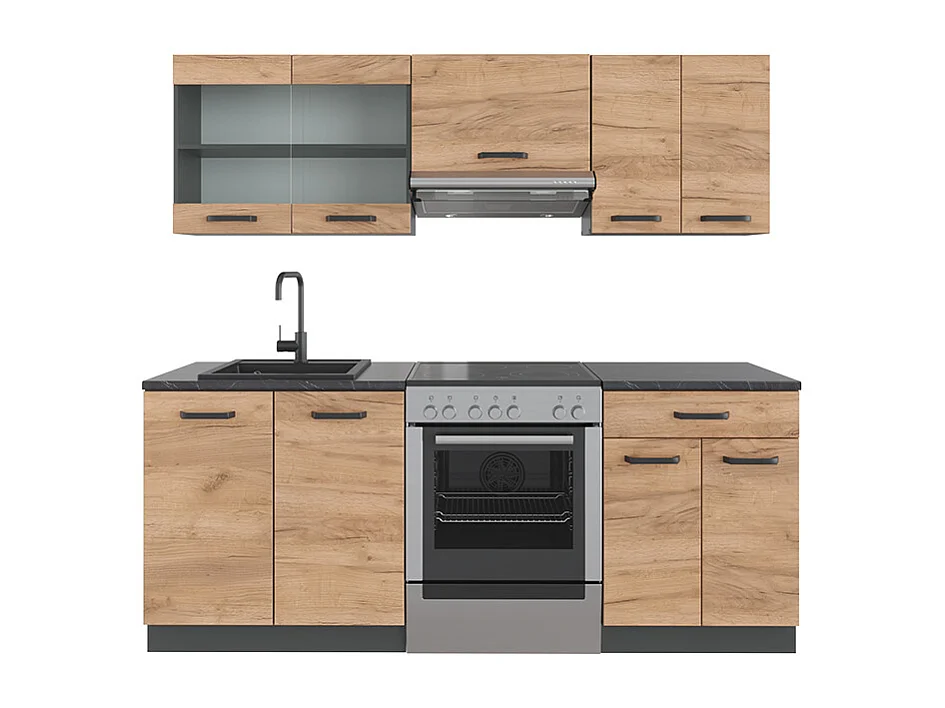 Cuisine chêne doré/anthracite 200x60x81.6 r-line