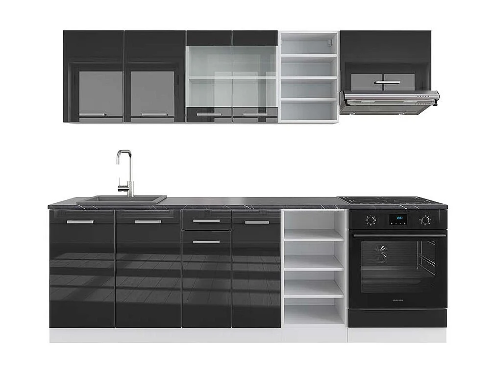 Küchenzeile anthrazit hochglanz/weiß 240x60x81.6 r-line