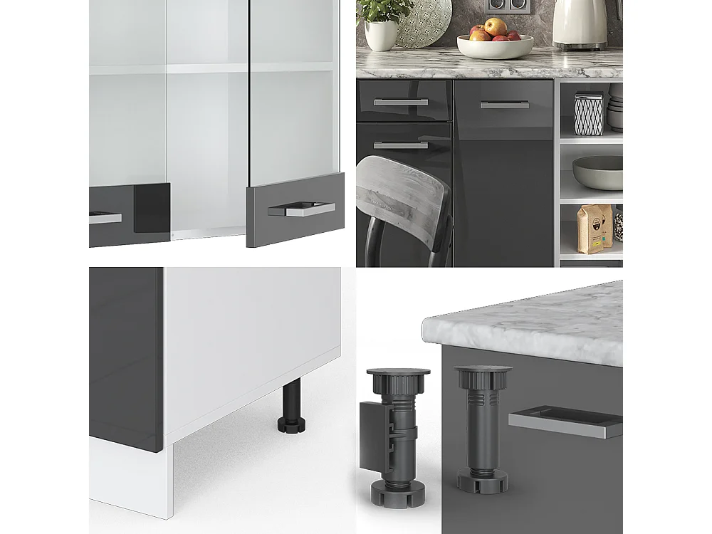 Cuisine anthracite brillant/blanc 240x60x81.6 r-line