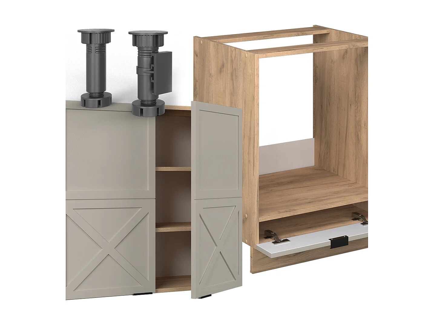 Cuisine en angle grisbeige/chêne doré 190x46x81.6 fame-line