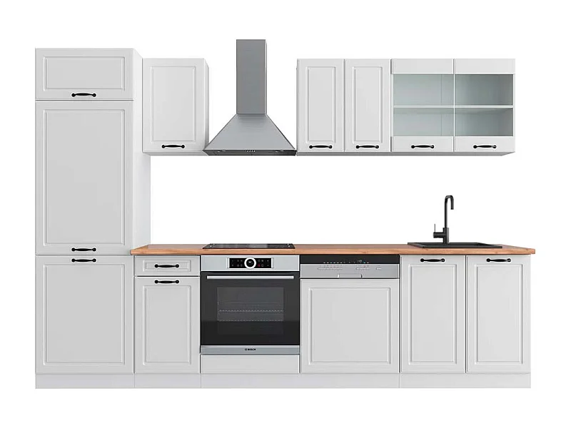 Küchenzeile weiß landhaus/weiß 300x60x81.6 r-line