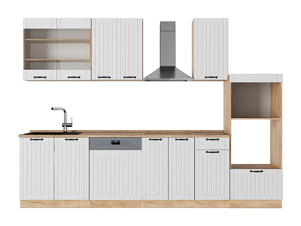 Køkkenrække hvid landhus 300x60x81.6 fame-line