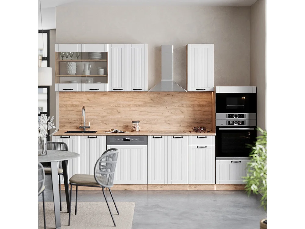 Complete keukeneenheid wit landhuis 300x60x81.6 fame-line