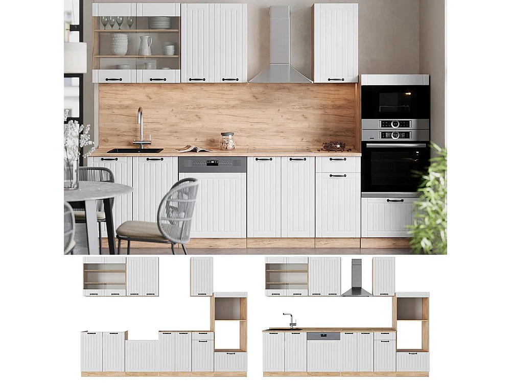 Complete keukeneenheid wit landhuis 300x60x81.6 fame-line