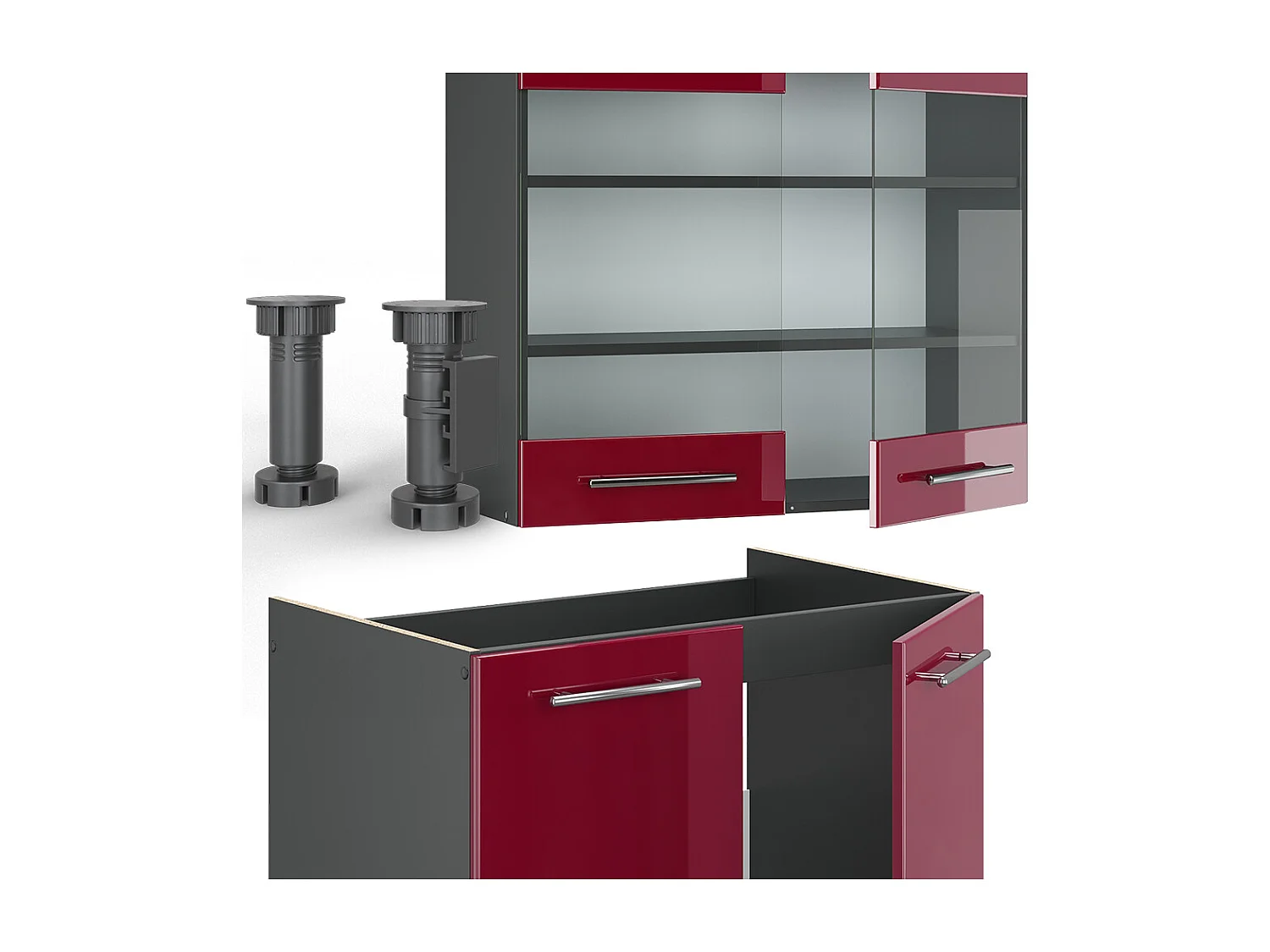 Cuisine bordeaux haute brillance/anthracite 240x60x81.6 fame-line