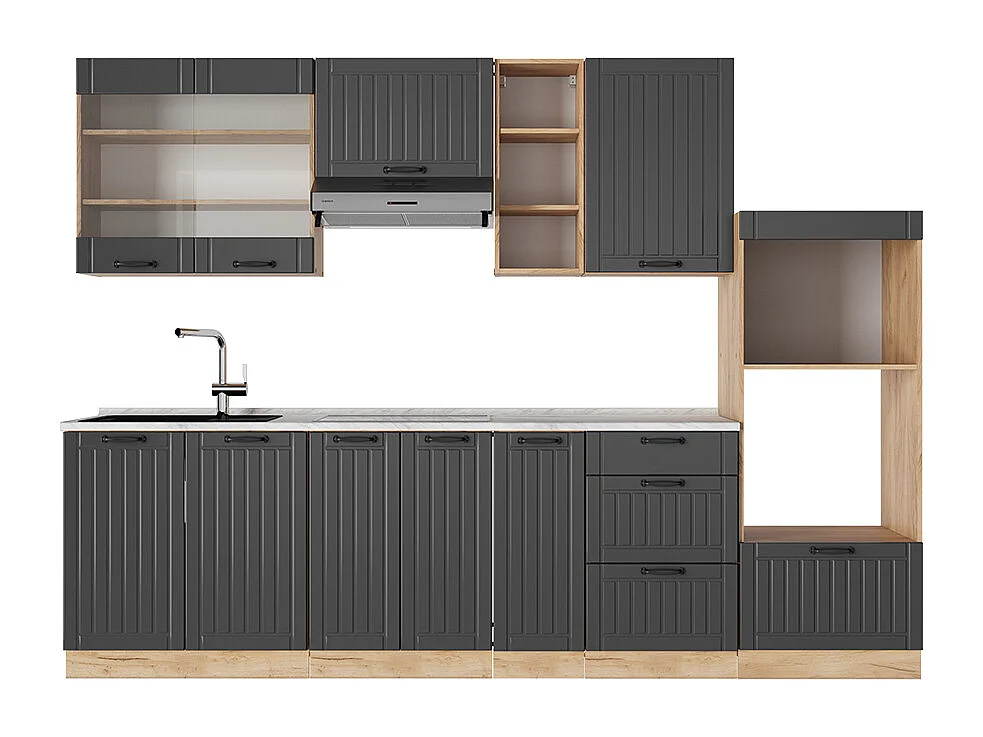 Cuisine gris foncé 280x60x81.6 fame-line