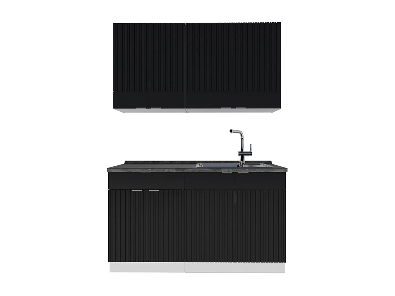 Singlekøkken sort stribet/hvid 140x60x81.6 fame-line