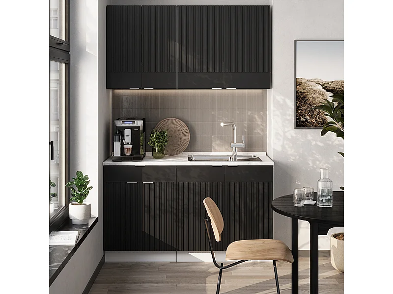 Cuisine noir rayé/blanc 140x60x81.6 fame-line