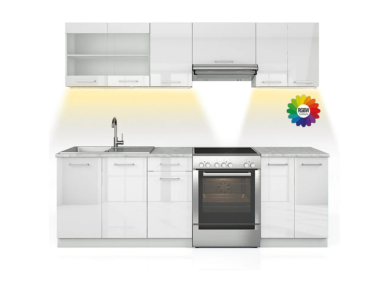 Ligne de cuisine blanc brillant/blanc 240x60x81.6 raul