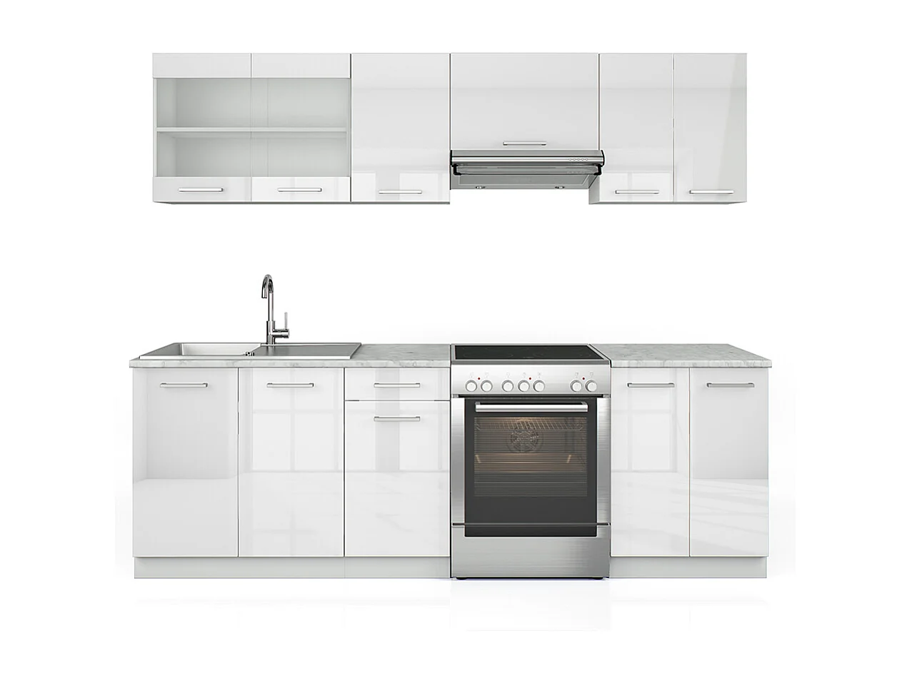 Ligne de cuisine blanc brillant/blanc 240x60x81.6 raul