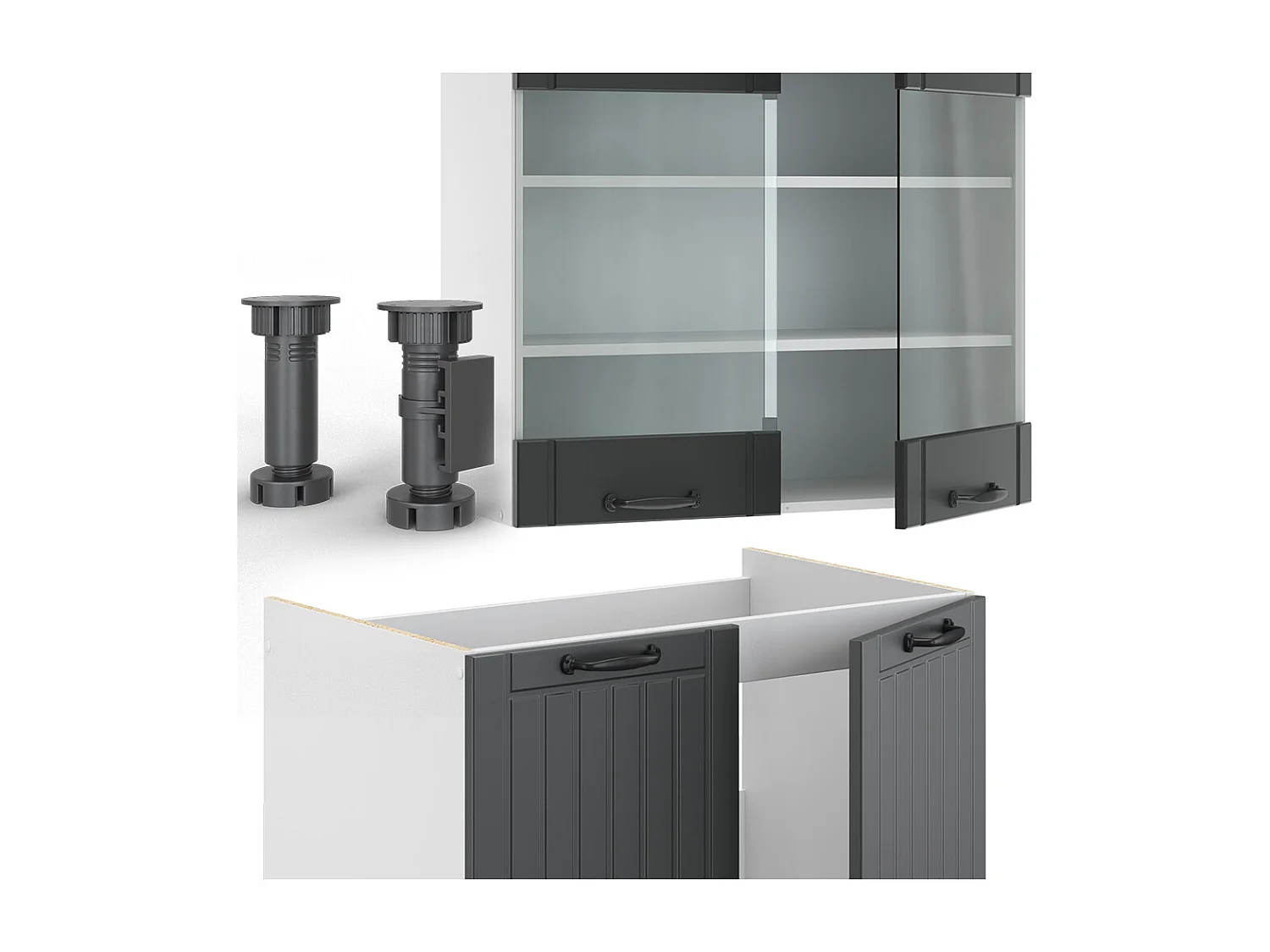 Mueble de cocina antracita casa de campo/blanco 235x46x81.6 fame-line