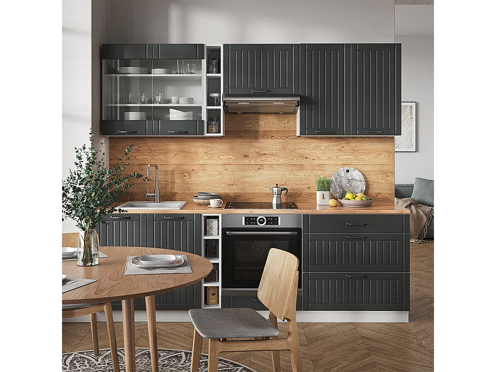 Cuisine anthracite maison de campagne/blanc 235x46x81.6 fame-line