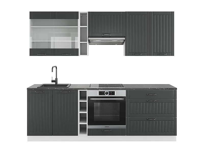 Cuisine anthracite maison de campagne/blanc 235x46x81.6 fame-line