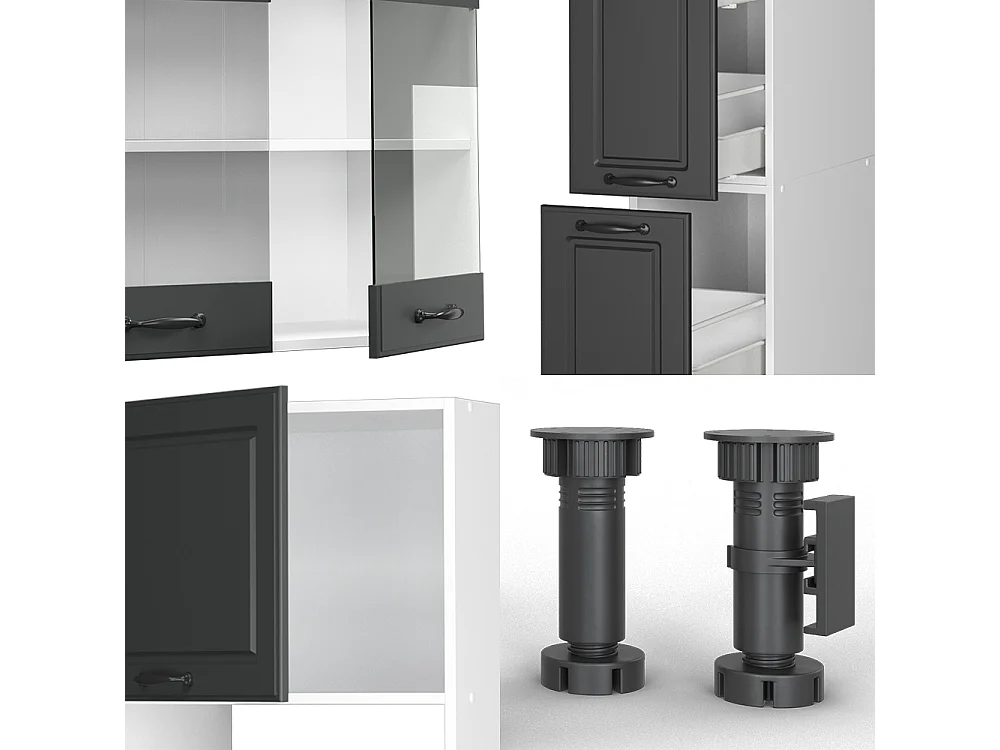 Mueble de cocina antracita casa de campo/blanco 350x60x81.6 r-line