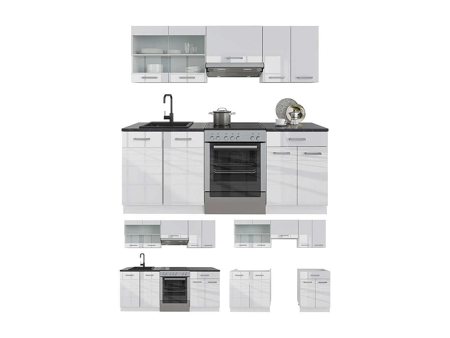 Cuisine blanc brillant/blanc 200x46x81.6 r-line