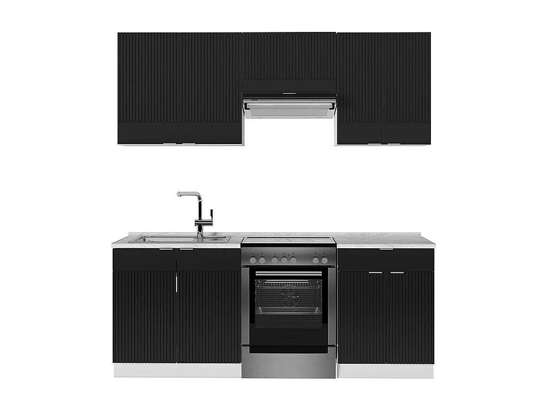 Cuisine noir rayé/blanc 200x60x81.6 fame-line