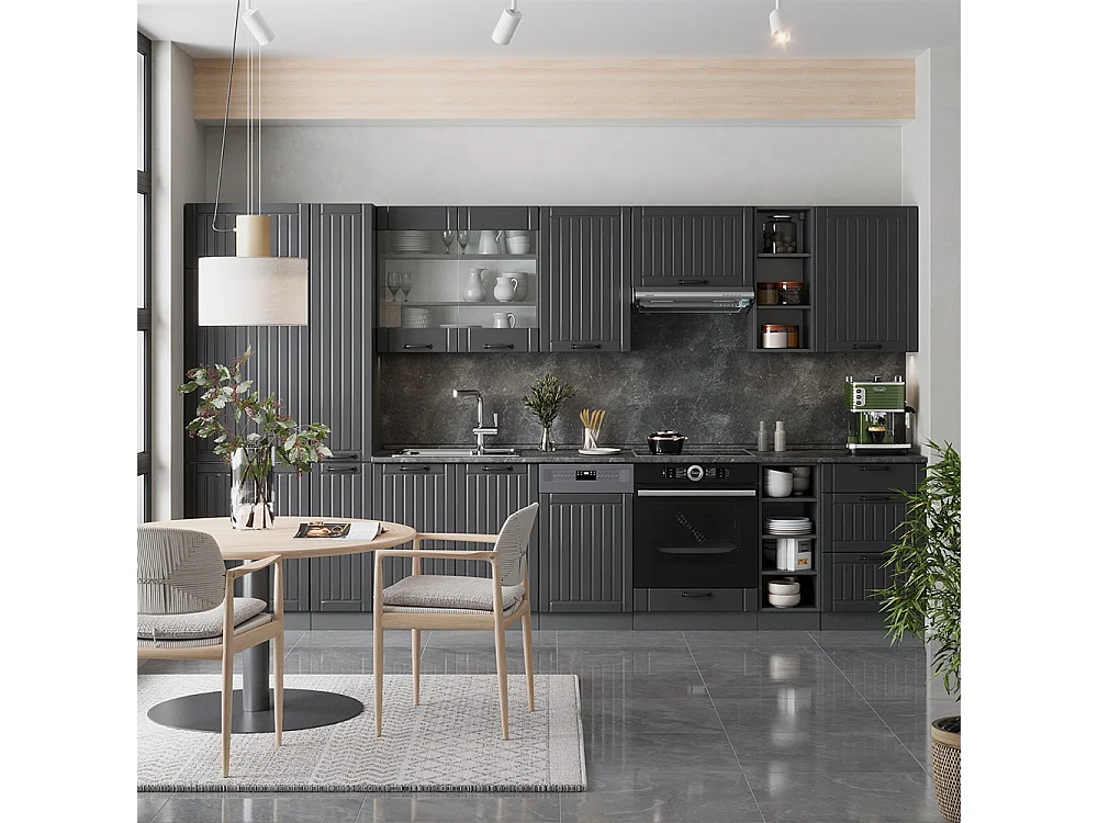 Køkkenrække mørkegrå 355x60x81.6 fame-line
