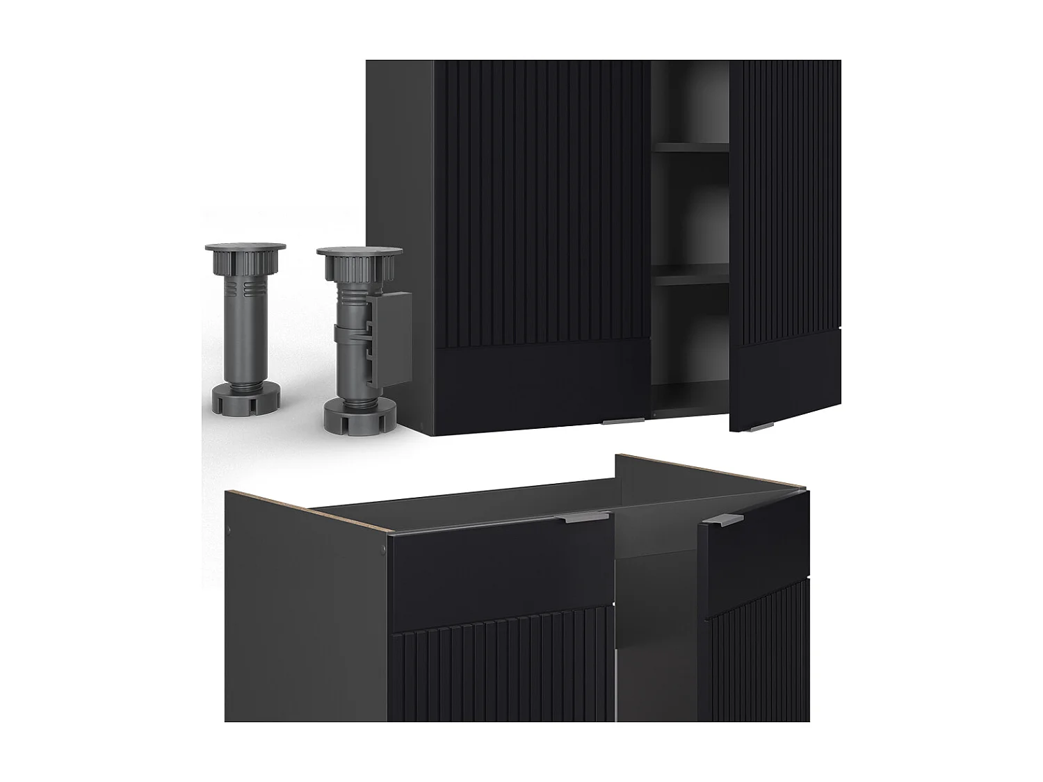 Cuisine noir rayé/anthracite 200x60x81.6 fame-line