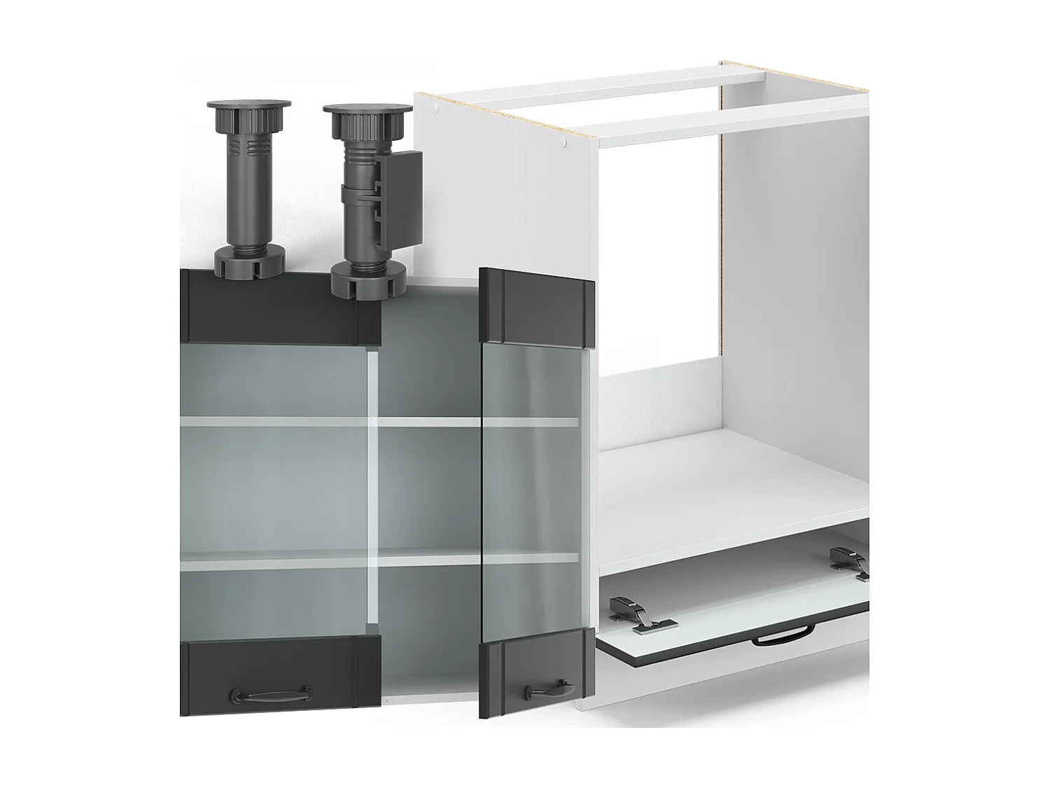 Cocina esquinera antracita casa de campo/blanco 287x60x81.6 fame-line